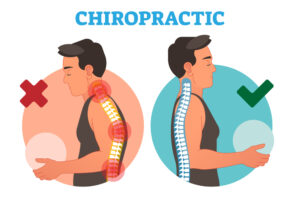 Illustration of a man with bad posture and a man with a good one - Chiropractic Care: Benefits Across Different Age Groups